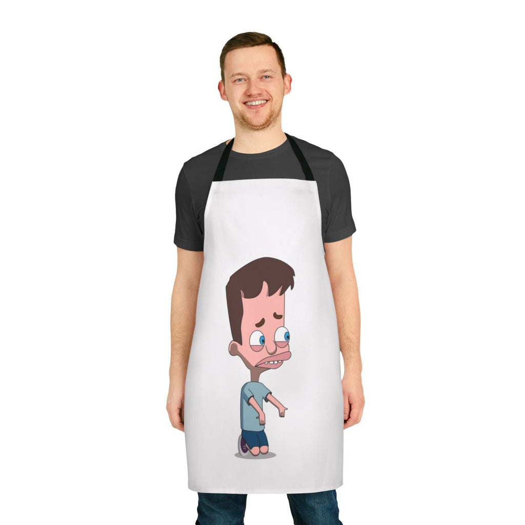 A colorful and humorous big mouth-inspired apron for the kitchen