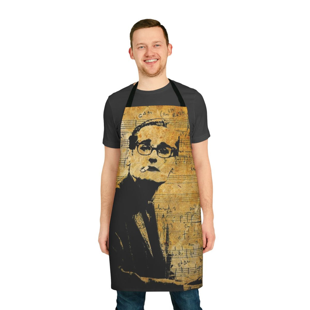 Stylish apron featuring a portrait of legendary jazz pianist Bill Evans