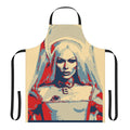 Colorful pop art style apron featuring Bimini Bon Boulash, a popular drag queen from RuPaul's Drag Race UK