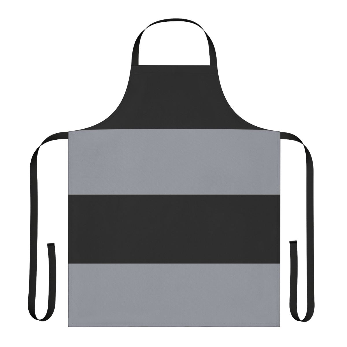 Black and grey striped apron