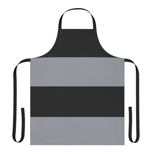 Black and grey striped apron