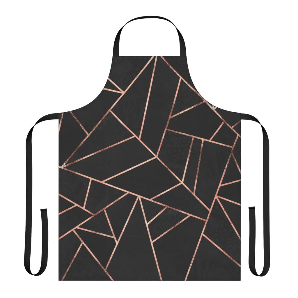 Sleek and modern black and rose gold abstract geometric apron