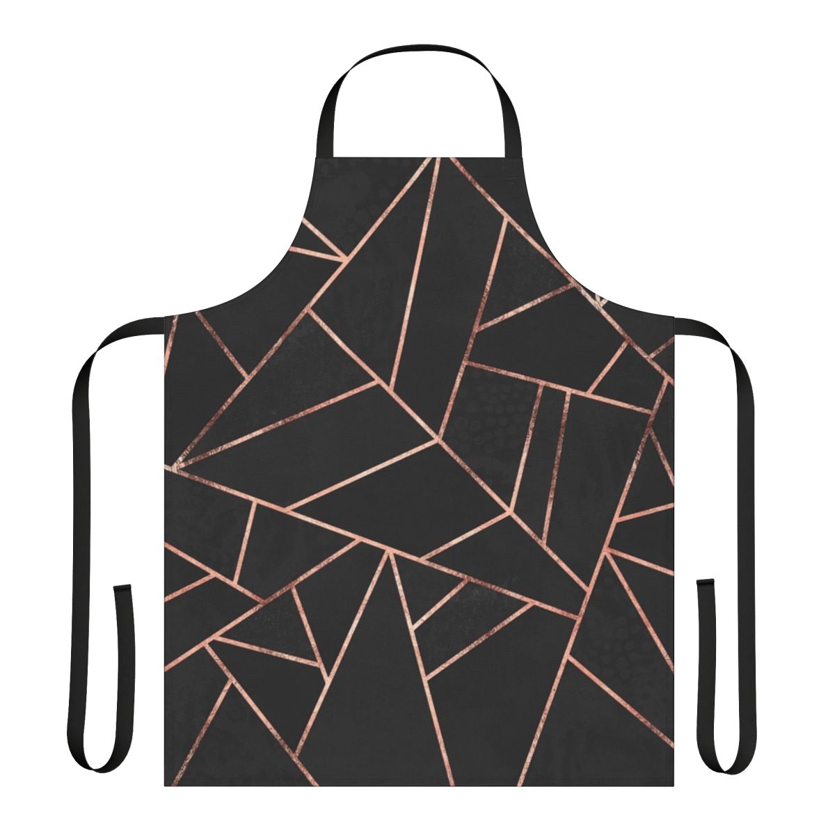 Sleek and modern black and rose gold abstract geometric apron