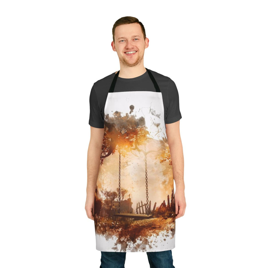 Black and white apron featuring elements from the video game What Remains of Edith Finch