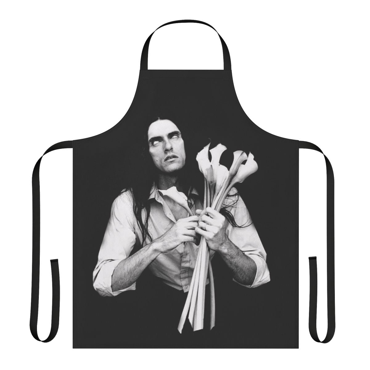 Black and white apron with "Steele Tour 2019" design