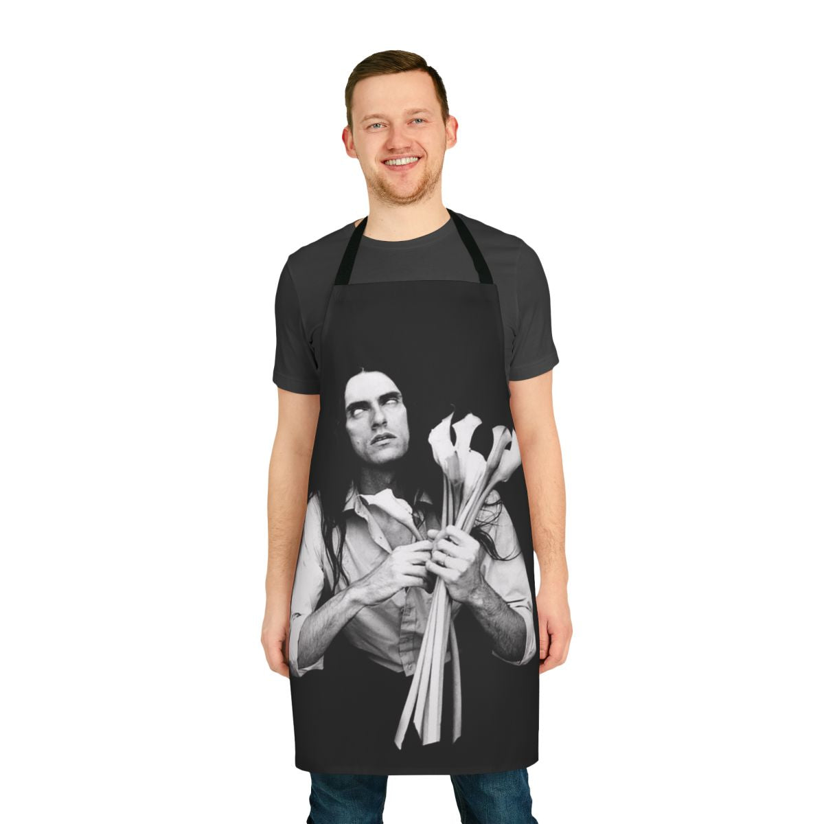 Black and white apron with "Steele Tour 2019" design