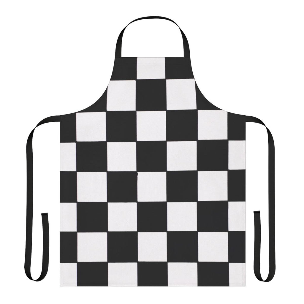 Black and white checkered apron for home cooking and baking