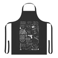 Stylish black and white collage-style apron featuring The Strokes band logo and song references