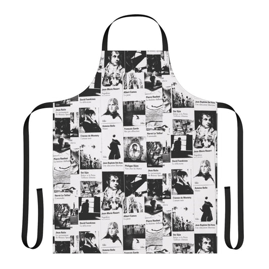 Stylish black and white folio-style apron for literature enthusiasts