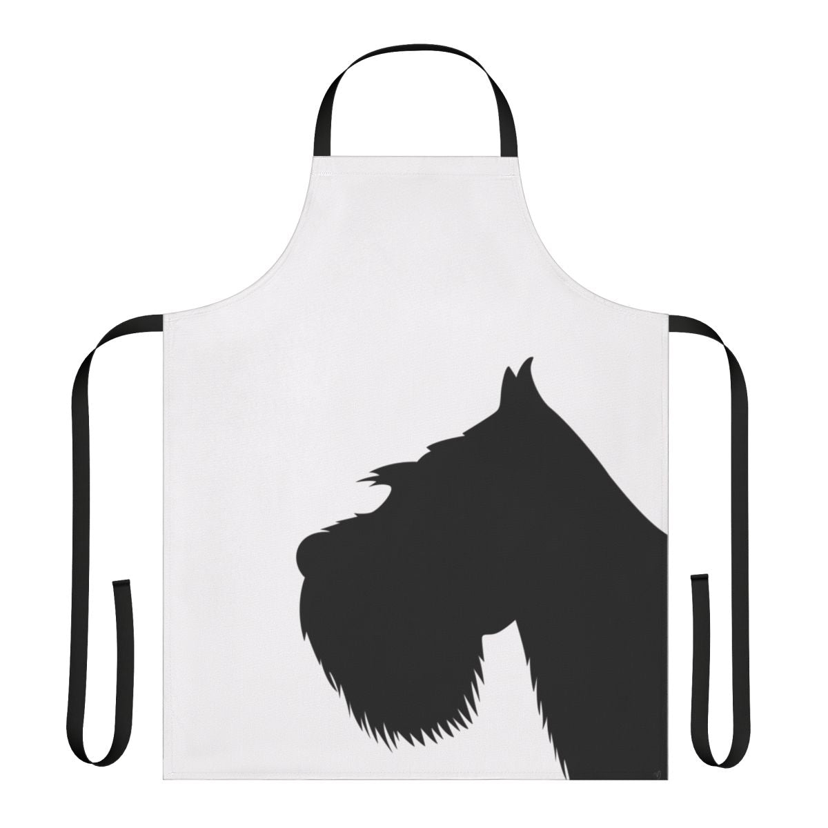 Sleek and durable black and white apron featuring a miniature schnauzer silhouette design