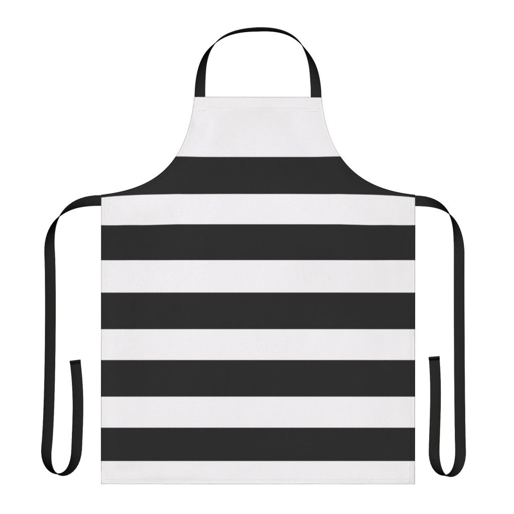 Black and white striped apron with a contemporary design