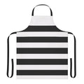Black and white striped apron with a contemporary design