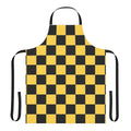 Black and yellow checkered apron with a modern geometric pattern