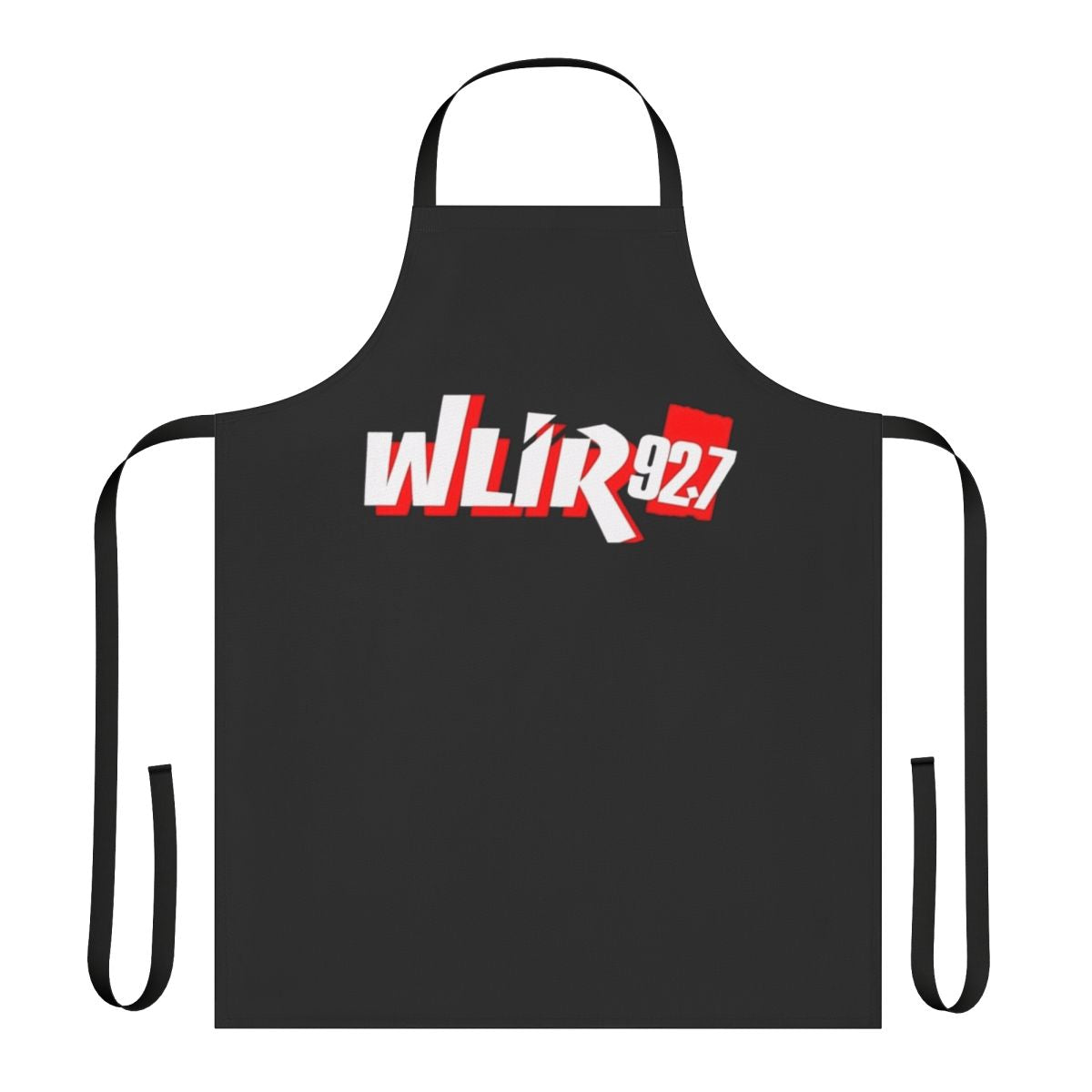Black apron with a humorous music-themed design