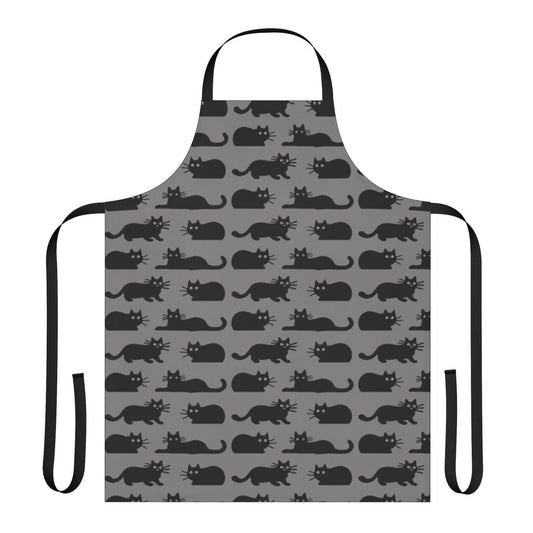 Black cat apron with whiskers design