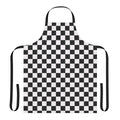 Sleek and modern black checkerboard apron with a geometric pattern