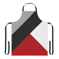 Black and white geometric abstract apron with diagonal stripes and triangles