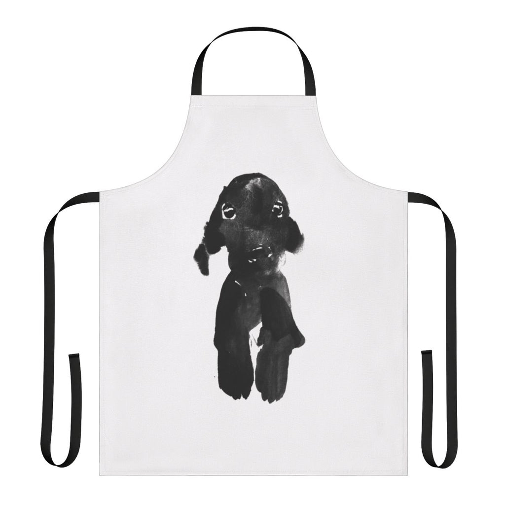 Sleek black dog-themed apron for cooking and baking