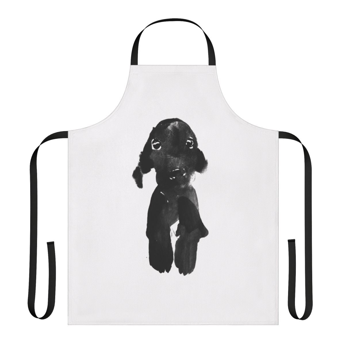 Sleek black dog-themed apron for cooking and baking