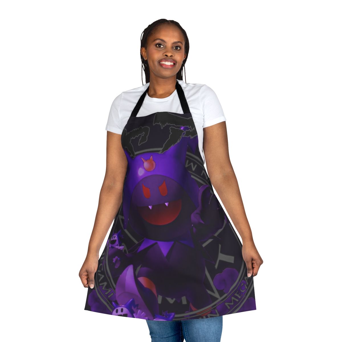 Black Frost themed apron with digital art design