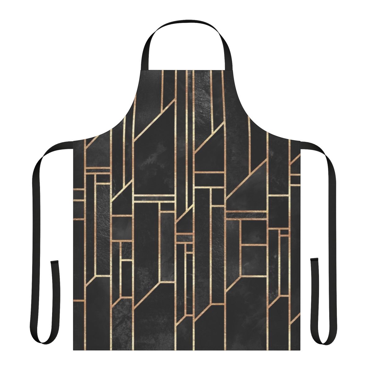 Sleek black apron with abstract geometric pattern