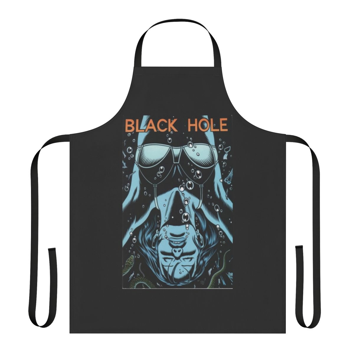 Stylish black hole-themed apron for pop culture enthusiasts