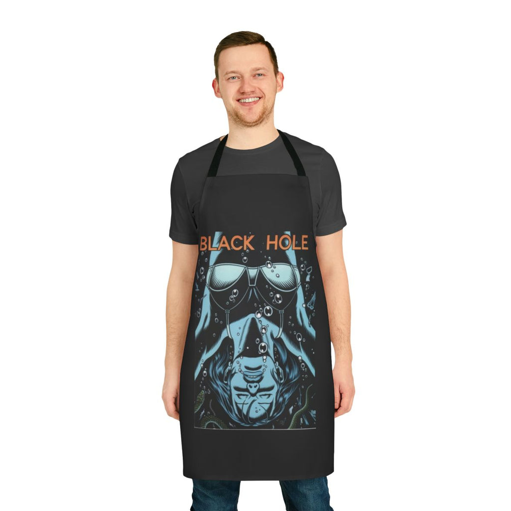 Stylish black hole-themed apron for pop culture enthusiasts