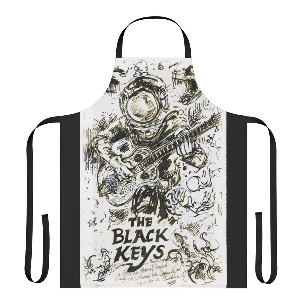 Black Keys-inspired kitchen apron with the band's logo and name