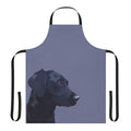 Striking black labrador retriever dog portrait on a high-quality kitchen apron for dog enthusiasts