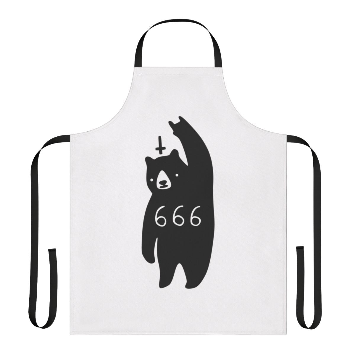 Black metal bear-themed apron with devil horns, perfect for heavy metal and rock fans