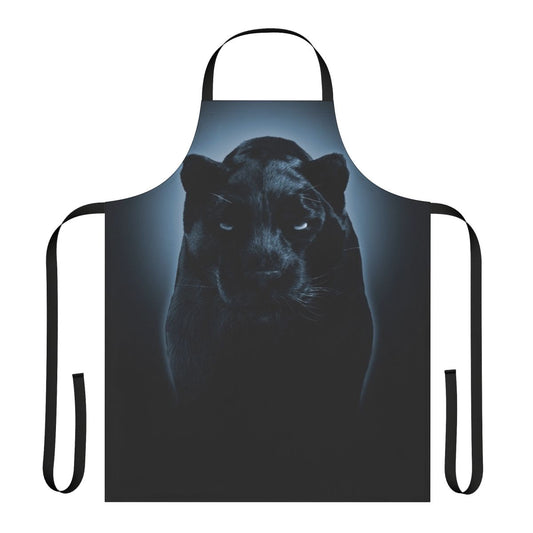 Black panther-themed apron with artwork of the iconic Marvel superhero