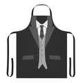 Black suit-themed apron with tie and vest design