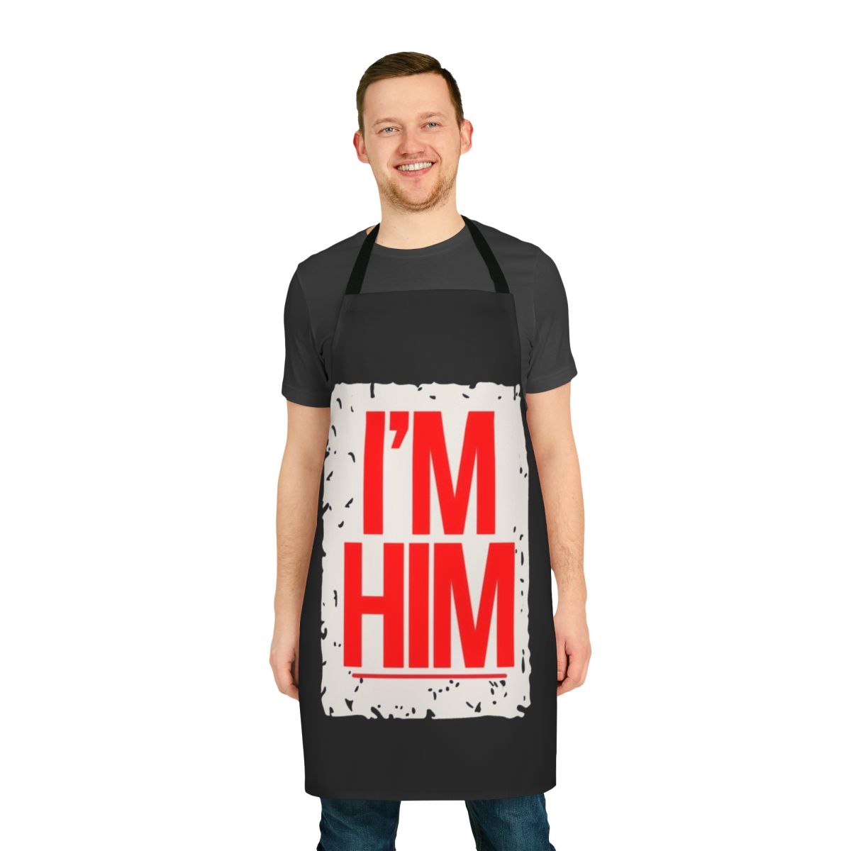 A block print grunge style apron featuring a trendy urban design for music enthusiasts.