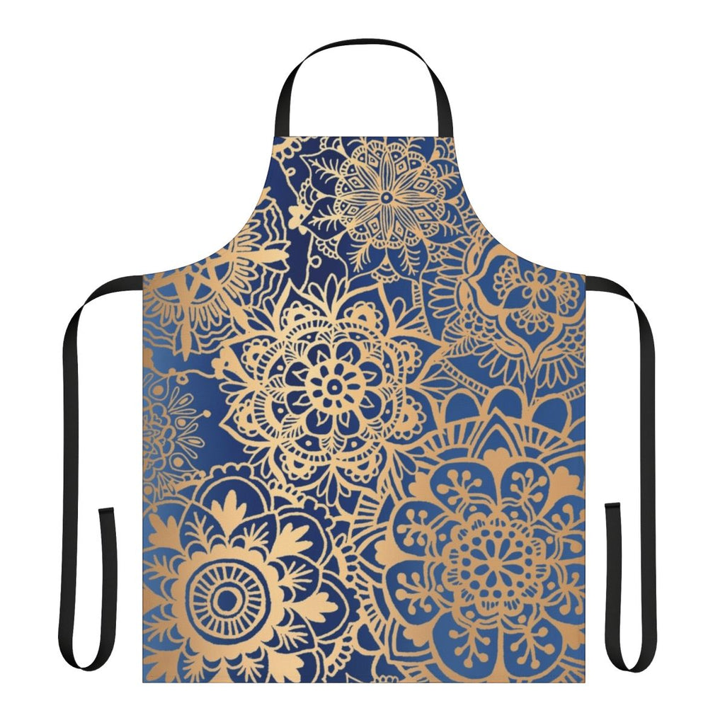 Blue and gold mandala pattern apron
