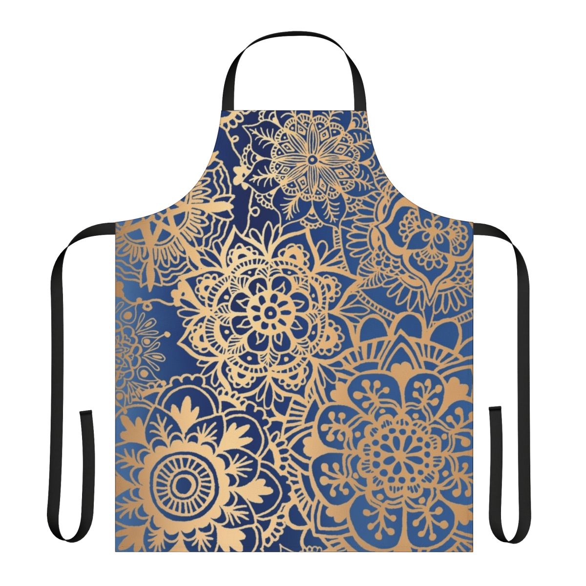 Blue and gold mandala pattern apron