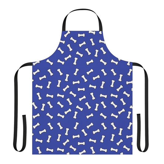 Blue and white cartoon dog bone pattern apron for pet and dog lovers