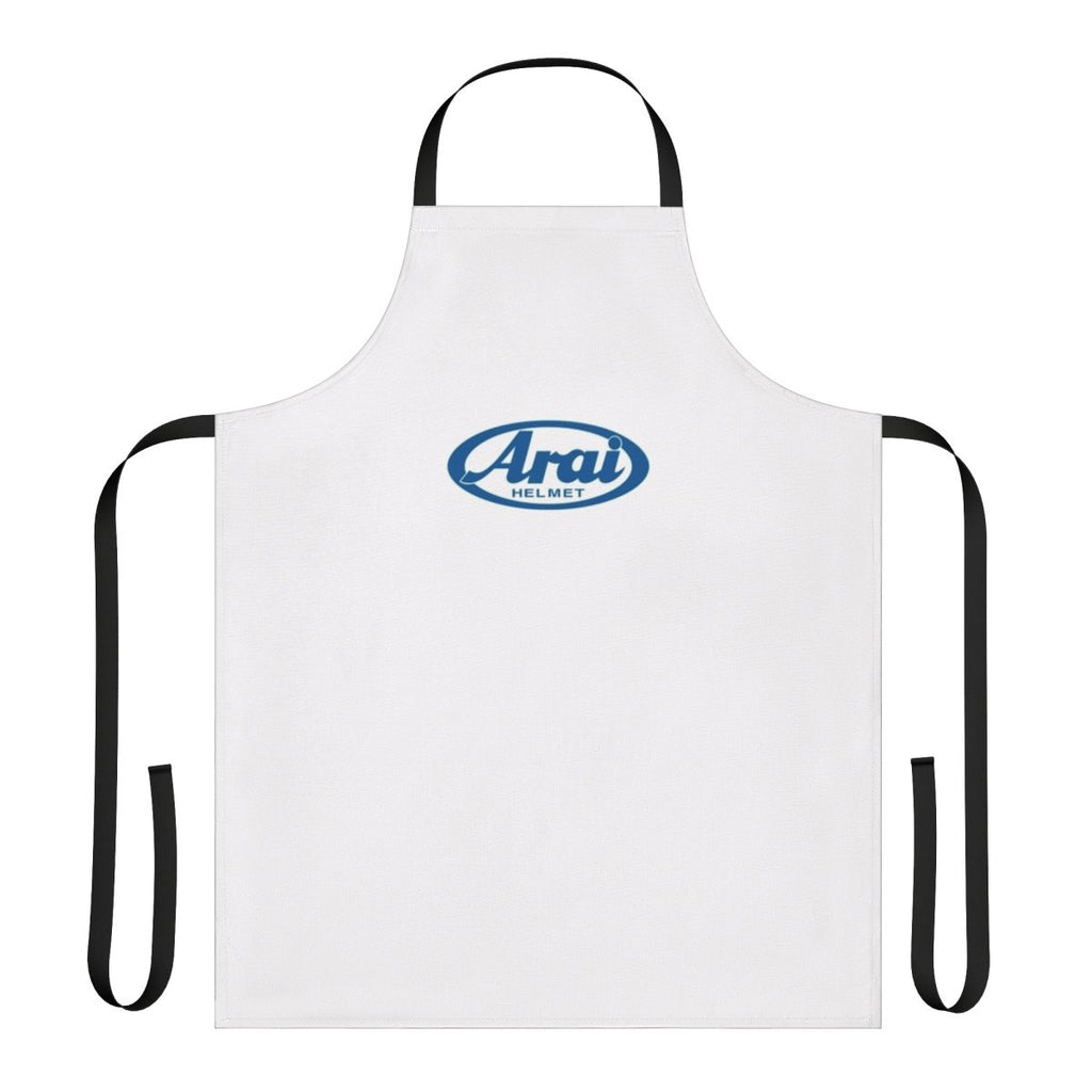 Blue apron with motorsport and automotive design elements