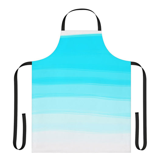 Blue apron with abstract paint strokes design