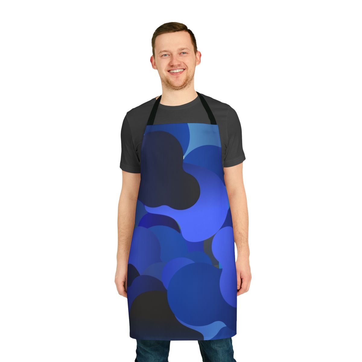 Blue camouflage pattern apron for kitchen and outdoor use