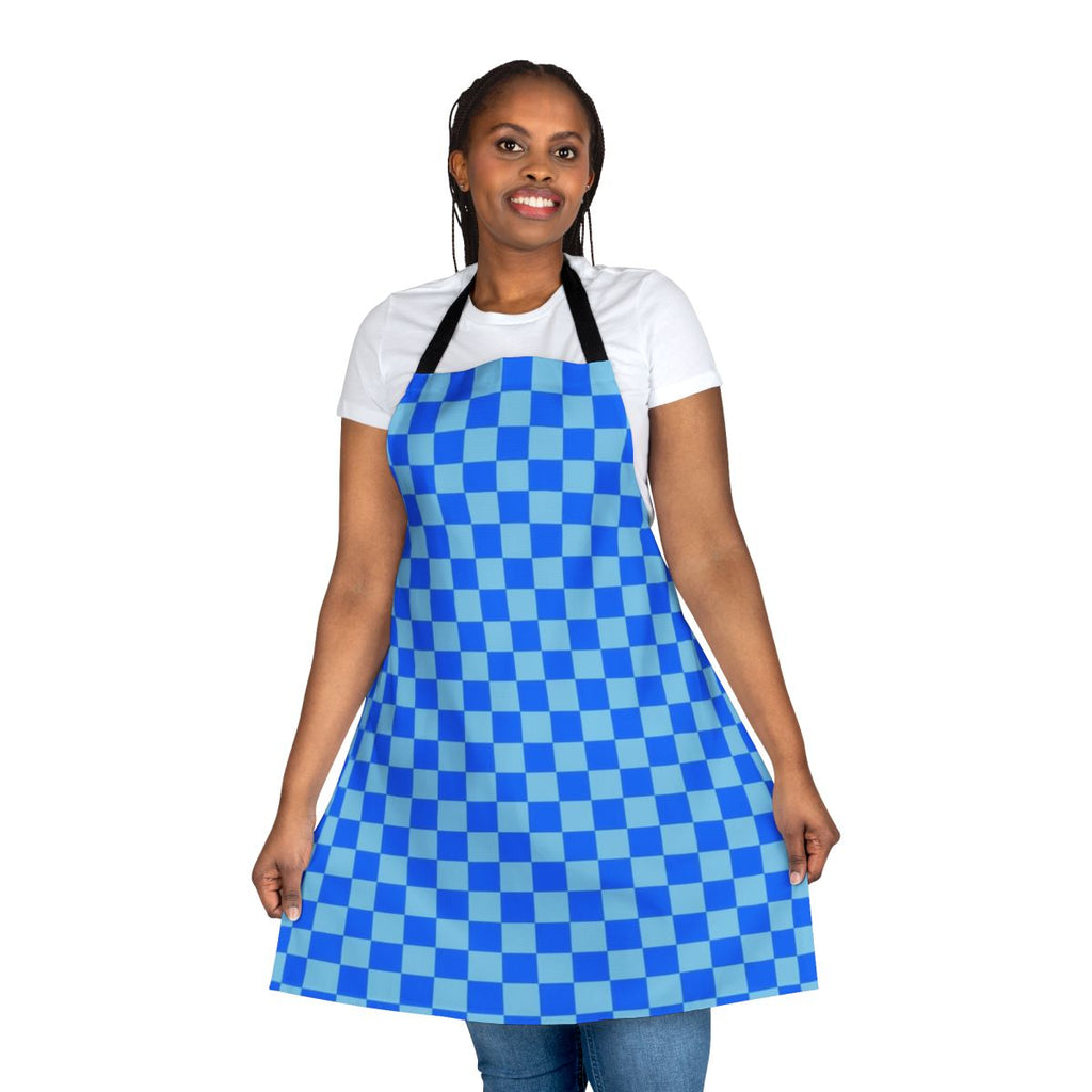Blue and white checkered apron