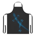 Artistic blue gecko design on a high-quality apron