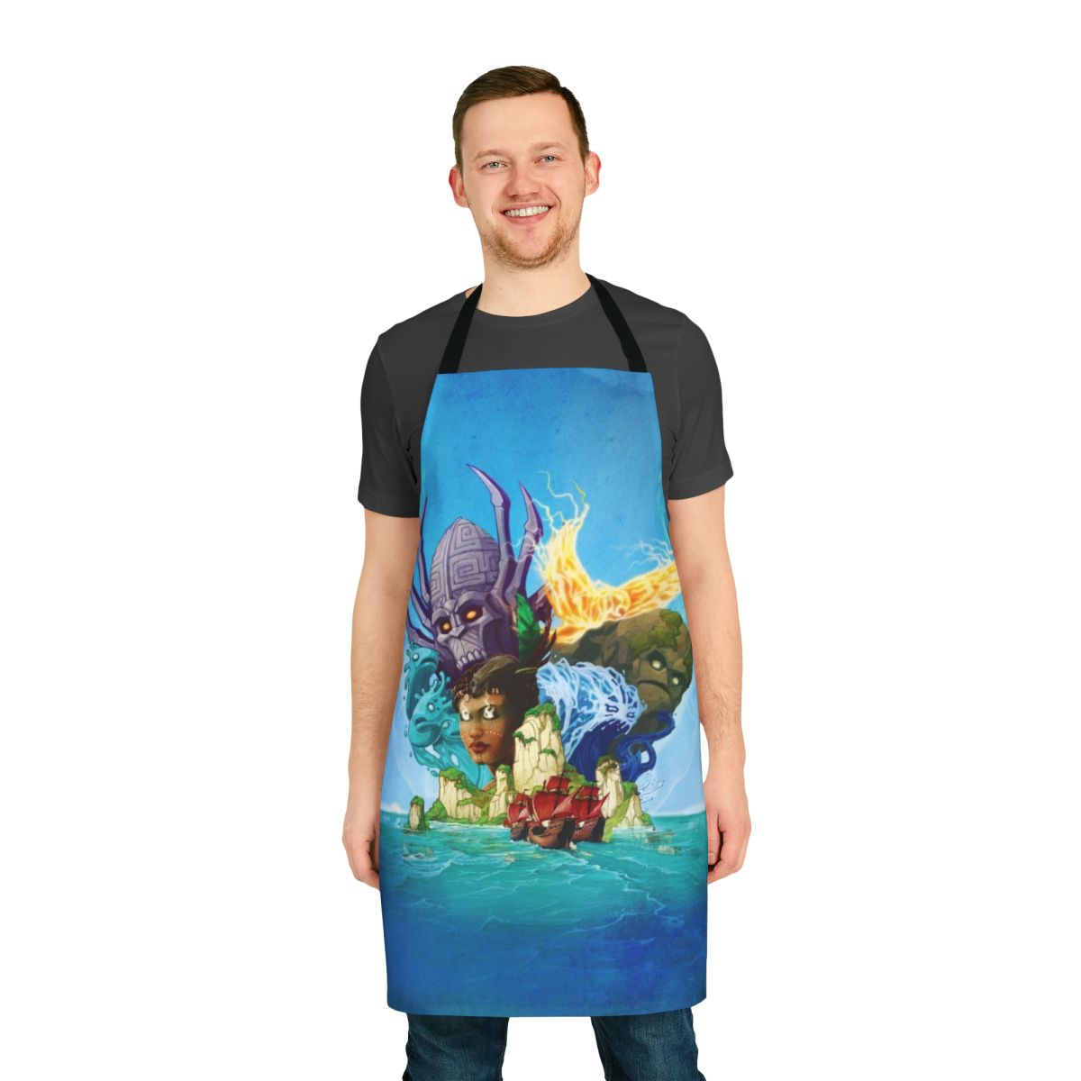 A high-quality apron featuring the iconic Spirit Island game cover art