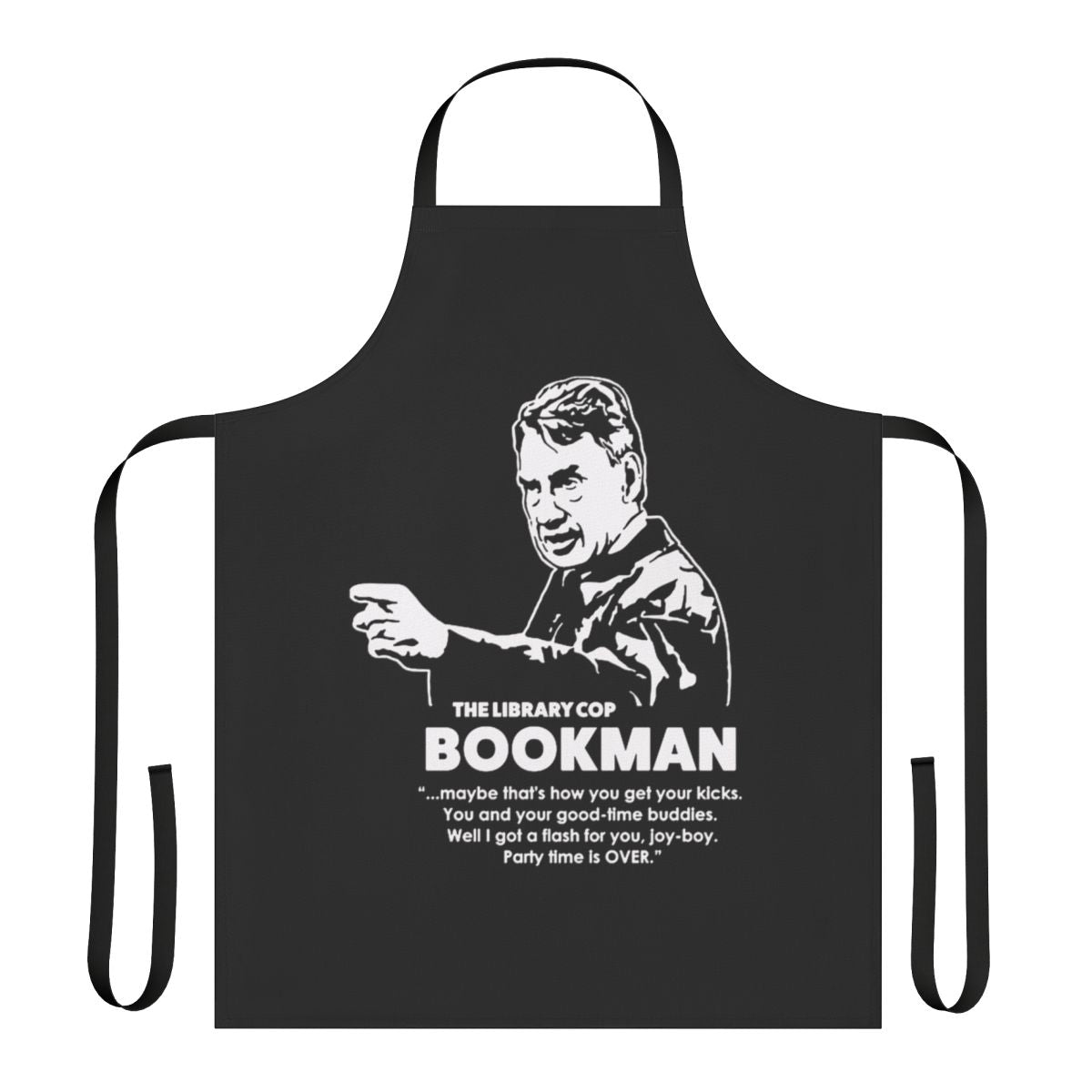 Bookman apron with law enforcement, librarian, and literary design