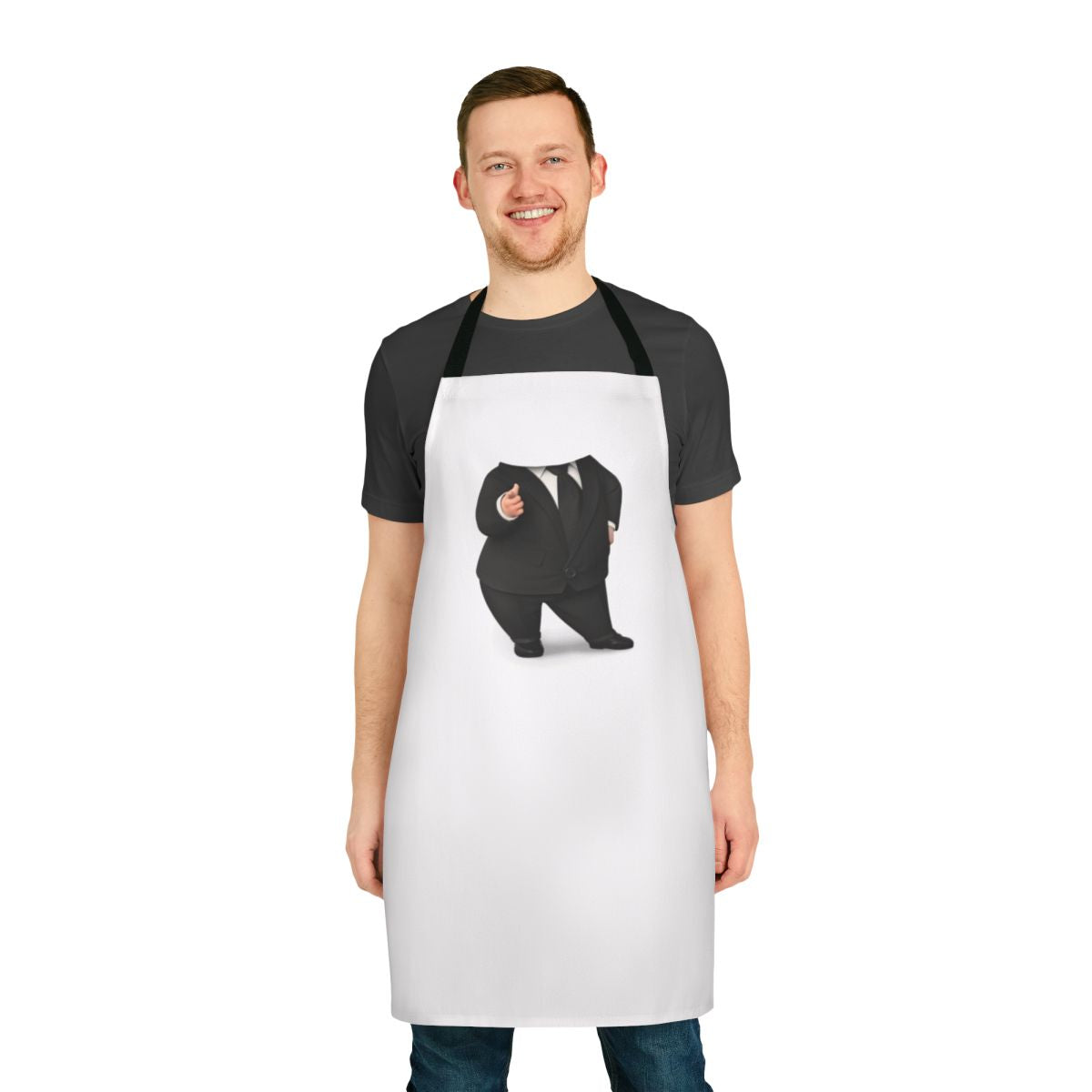 Boss Baby-themed apron for fathers, featuring playful dad jokes and a cheeky design