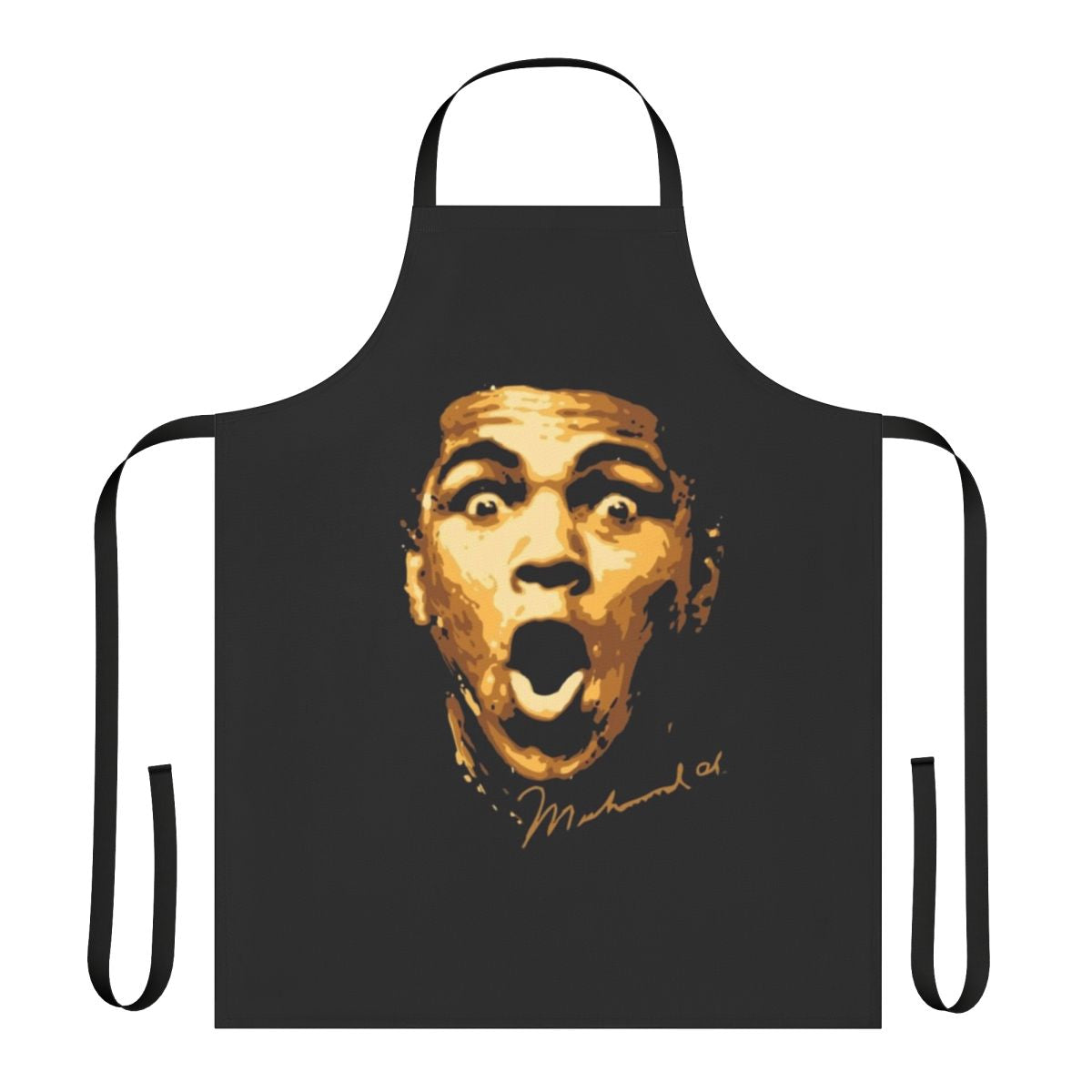 Stylish apron featuring a vintage-inspired boxing design and the text "Muhammad Ali"