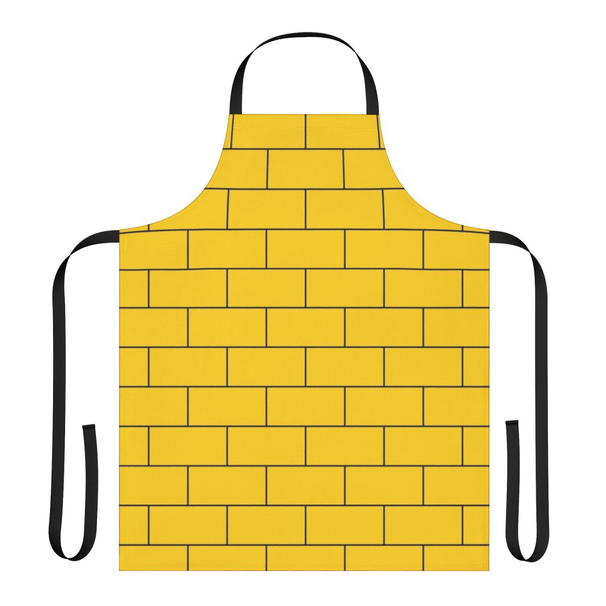 Mustard yellow kitchen apron with brick pattern design