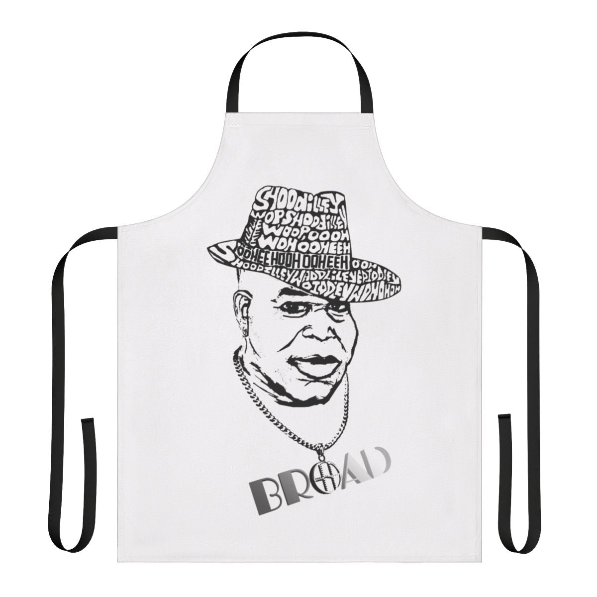 Broad apron featuring reggae, Jamaican, and music inspired designs
