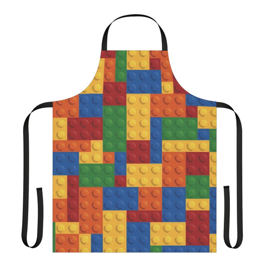 A stylish apron featuring a creative building block inspired design.