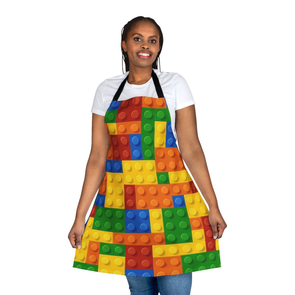 Construction brick design apron with building block pattern