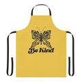 A beautiful butterfly-patterned apron with the message "Be Kind"